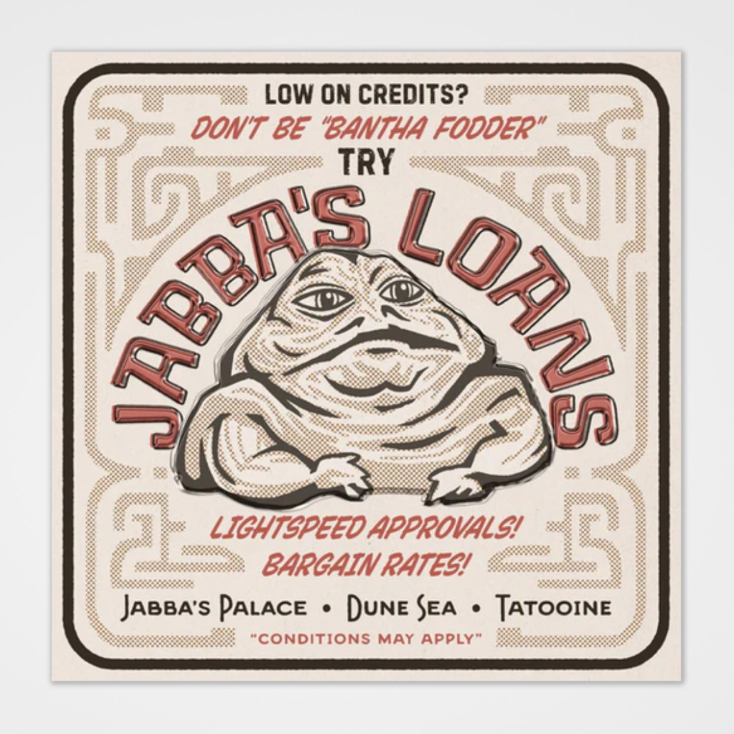 Load image into Gallery viewer, Jabba&amp;#39;s Loans (Star Wars) Jabba the Hutt Metal 20&amp;quot; Kitchen Wall Sign
