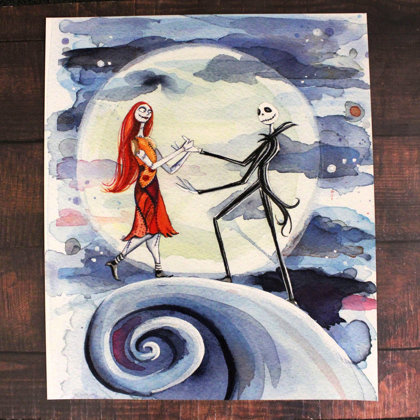 Jack and Sally (The Nightmare Before Christmas) Watercolor Art Print