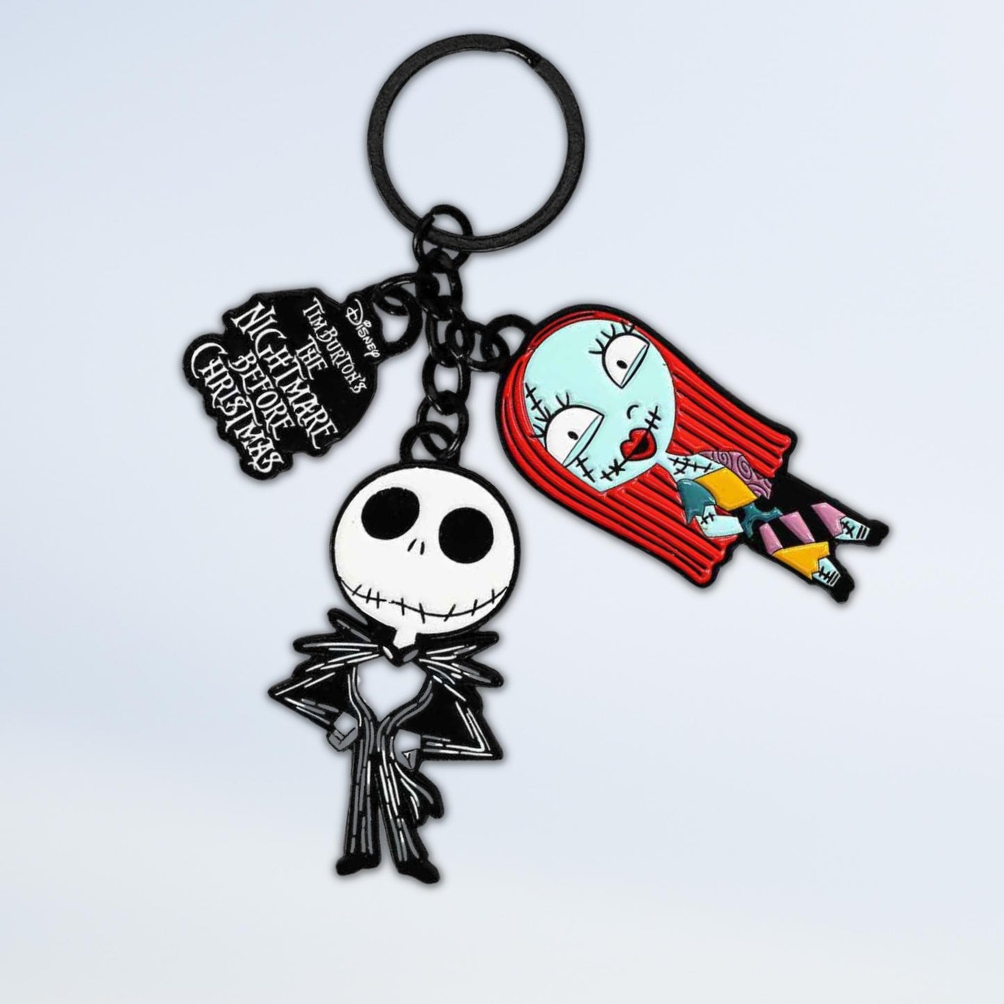 Jack and Sally Keychain Cartoon Character Wristlet Key Chain Ring Keys  Holder Scary Christmas Gift For Fans