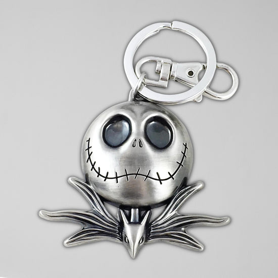 Load image into Gallery viewer, Jack Skellington with Bat Bow Tie (Nightmare Before Christmas) Large Pewter Keychain
