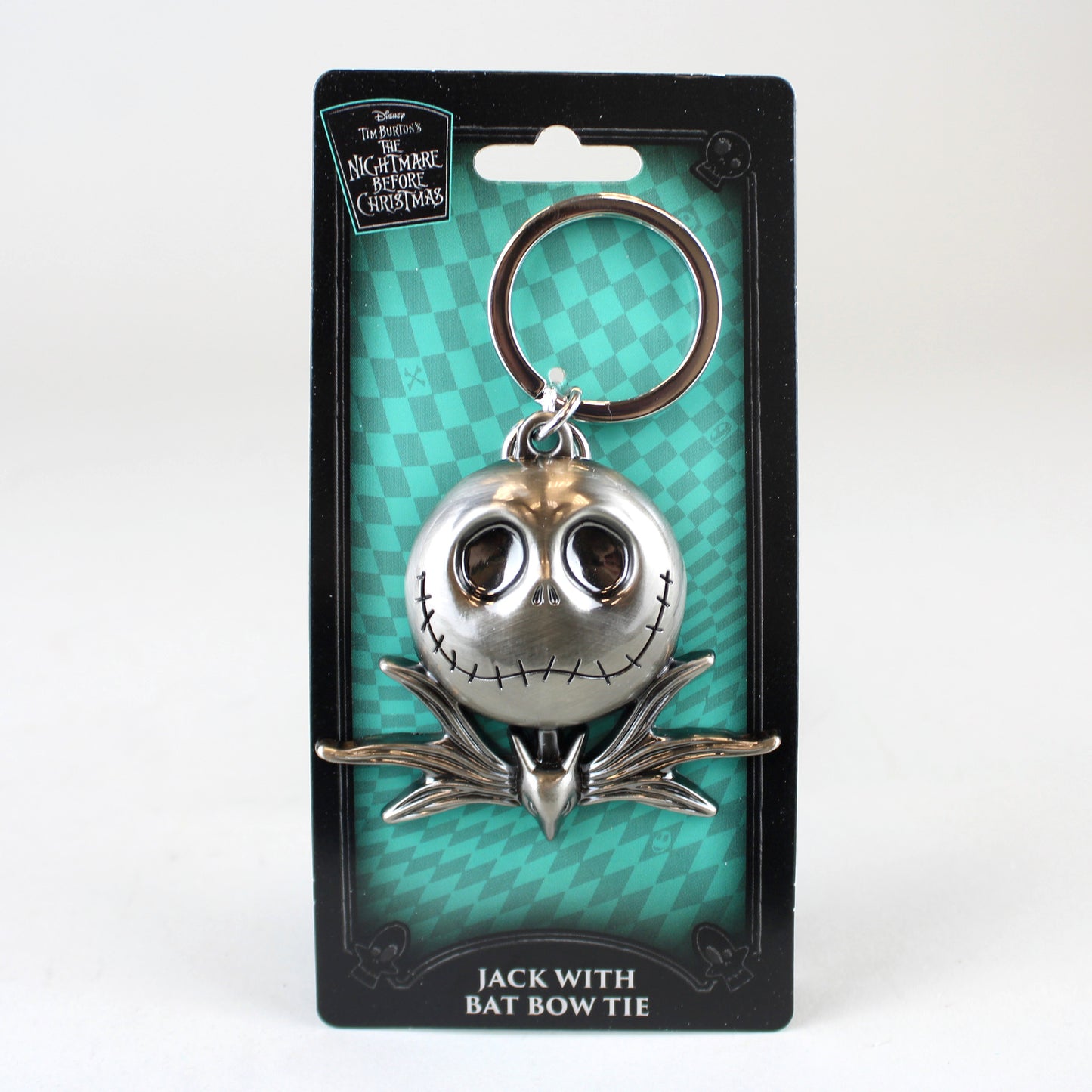 Load image into Gallery viewer, Jack Skellington with Bat Bow Tie (Nightmare Before Christmas) Large Pewter Keychain

