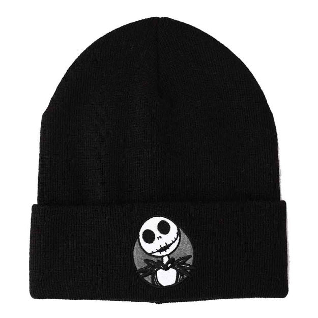 Jack Skellington Patch (Nightmare Before Christmas) Embroidered Cuff Beanie Hat