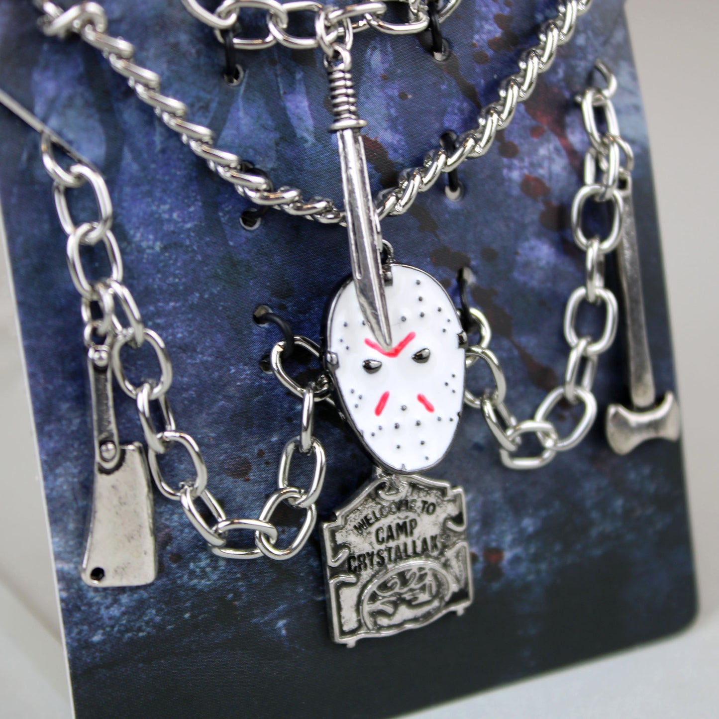 Load image into Gallery viewer, Jason Voorhees (Friday the 13th) Multi Layer Charm Necklace

