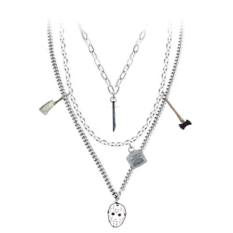 Load image into Gallery viewer, Jason Voorhees (Friday the 13th) Multi Layer Charm Necklace
