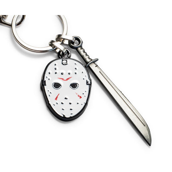 Load image into Gallery viewer, Jason Voorhees Mask &amp;amp; Machete (Friday the 13th) Enamel Keychain
