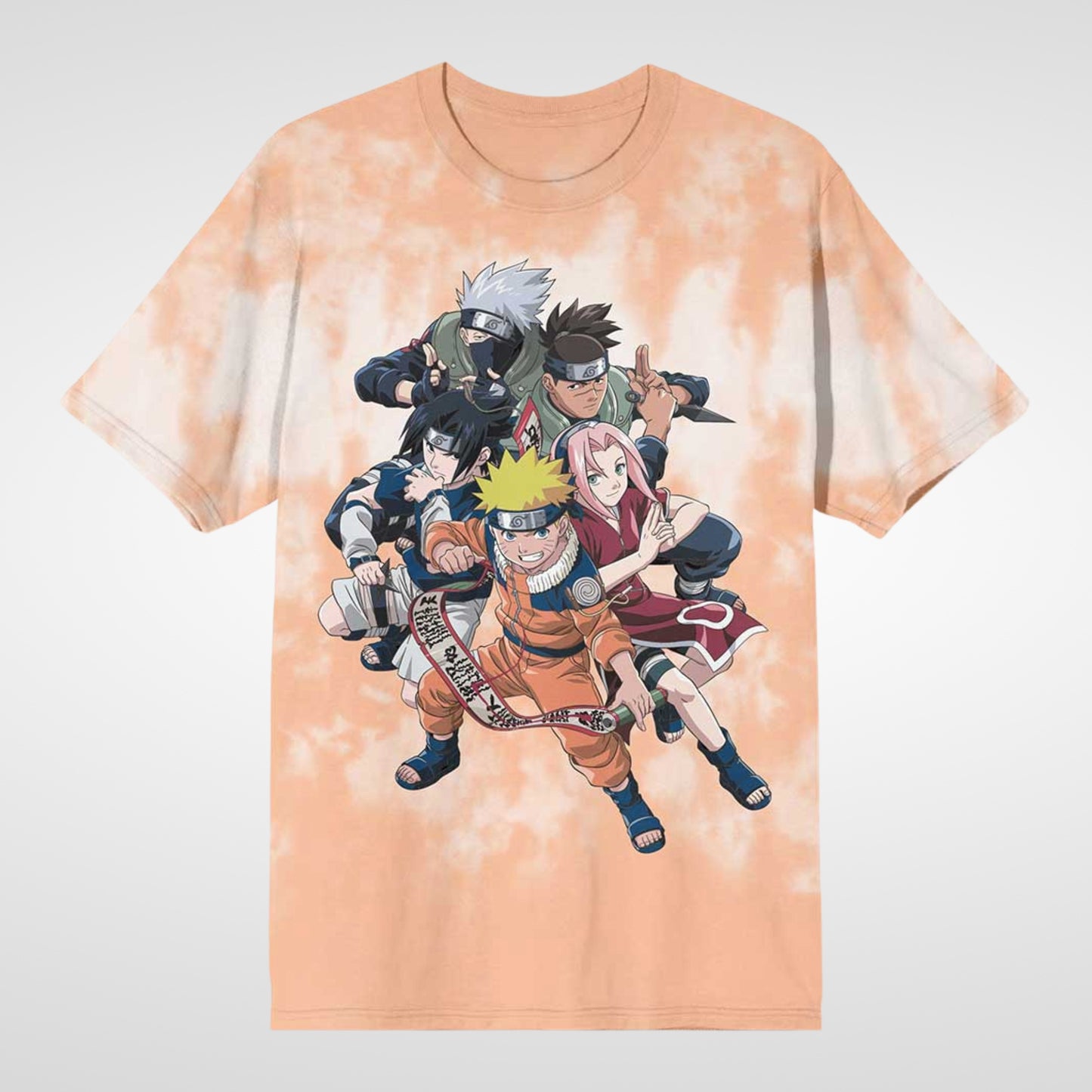 Load image into Gallery viewer, Naruto Leaf Village Group (Naruto Shippuden) Peach Tie Dye Unisex Shirt

