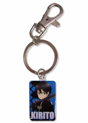 Load image into Gallery viewer, In celebration of the anime Sword Art Online (SAO) comes this Kirito metal keychain with clip. 
