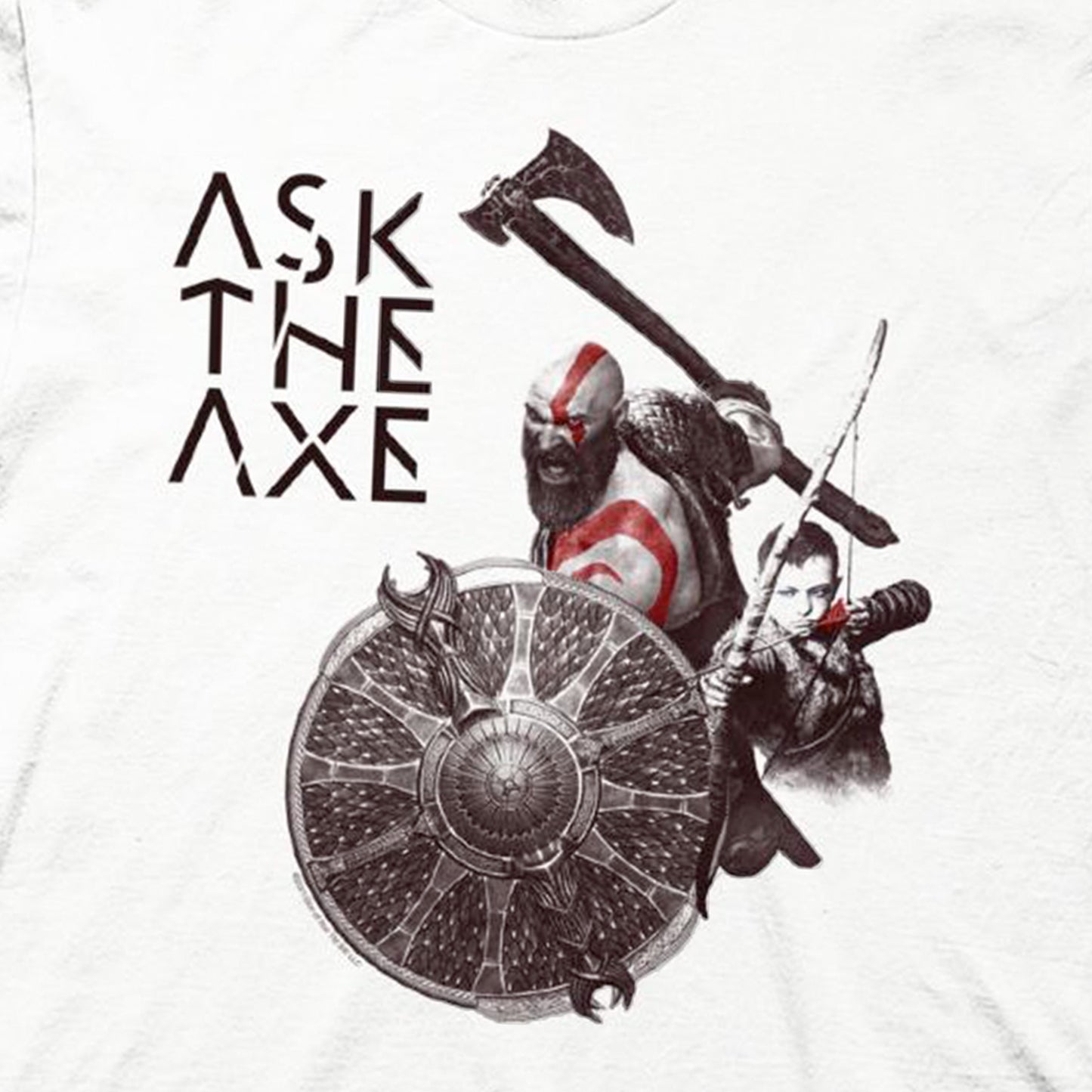 Kratos & Atreus "Ask The Axe" (God of War) White Unisex Shirt