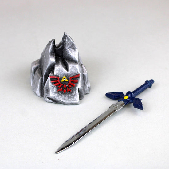 Load image into Gallery viewer, Master Sword in the Stone (Legend of Zelda) Blue Letter Opener Display
