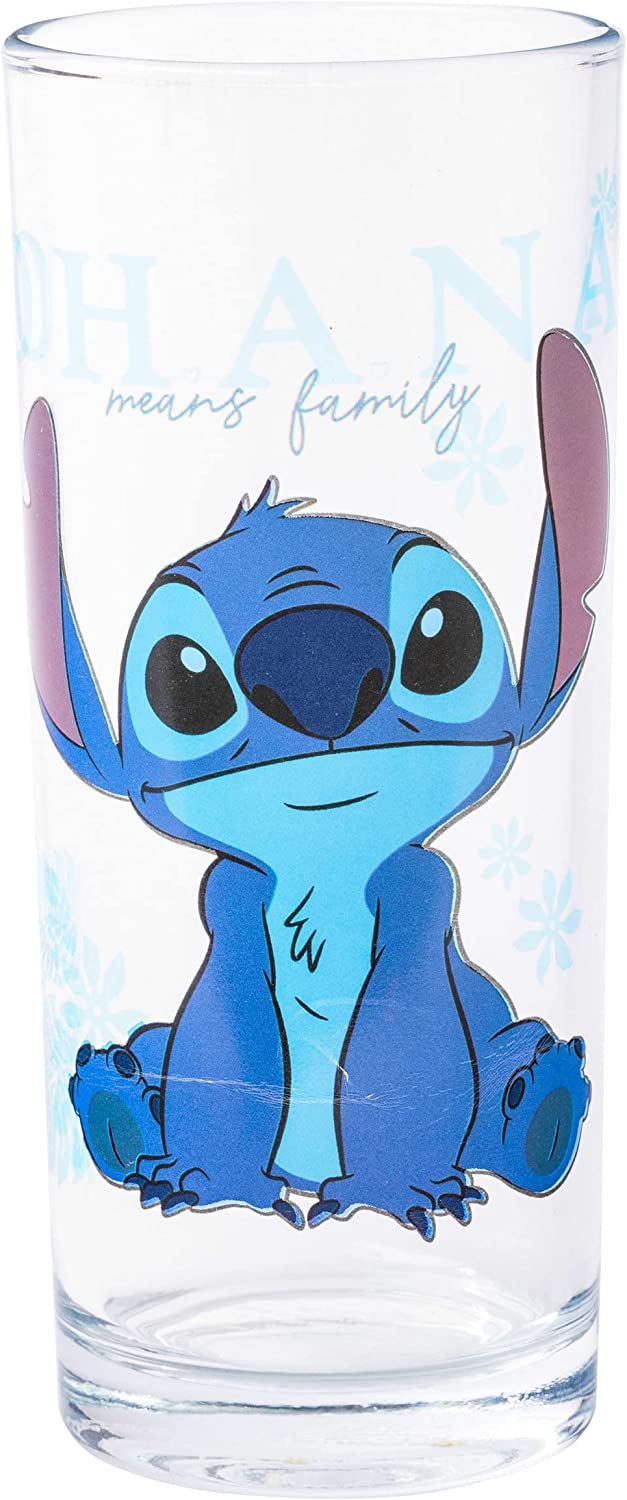 Lilo and Stitch "Blue Flowers" Disney 10oz Set of 4 Glasses