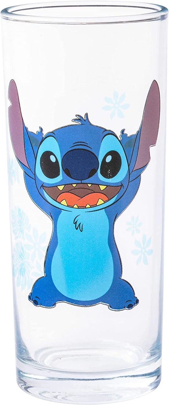 Lilo and Stitch "Blue Flowers" Disney 10oz Set of 4 Glasses