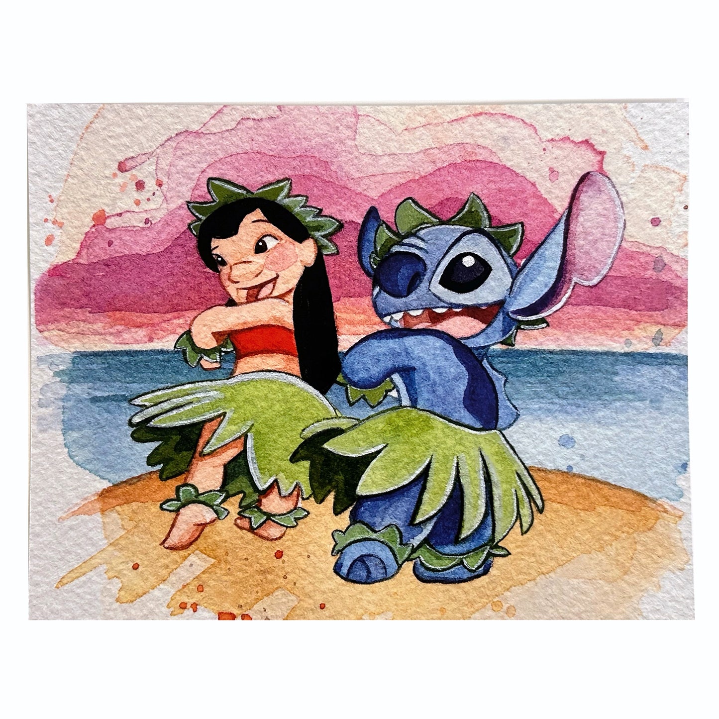 Load image into Gallery viewer, Lilo and Stitch &amp;quot;Ohana&amp;quot; Disney Watercolor Art Print
