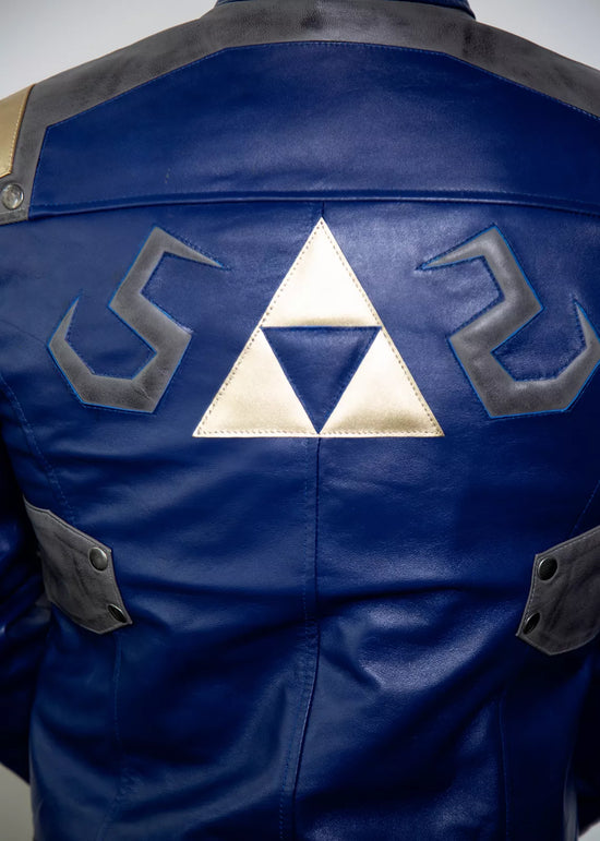 Hylian Shield (Legend of Zelda) Blue Leather Jacket by Luca Designs
