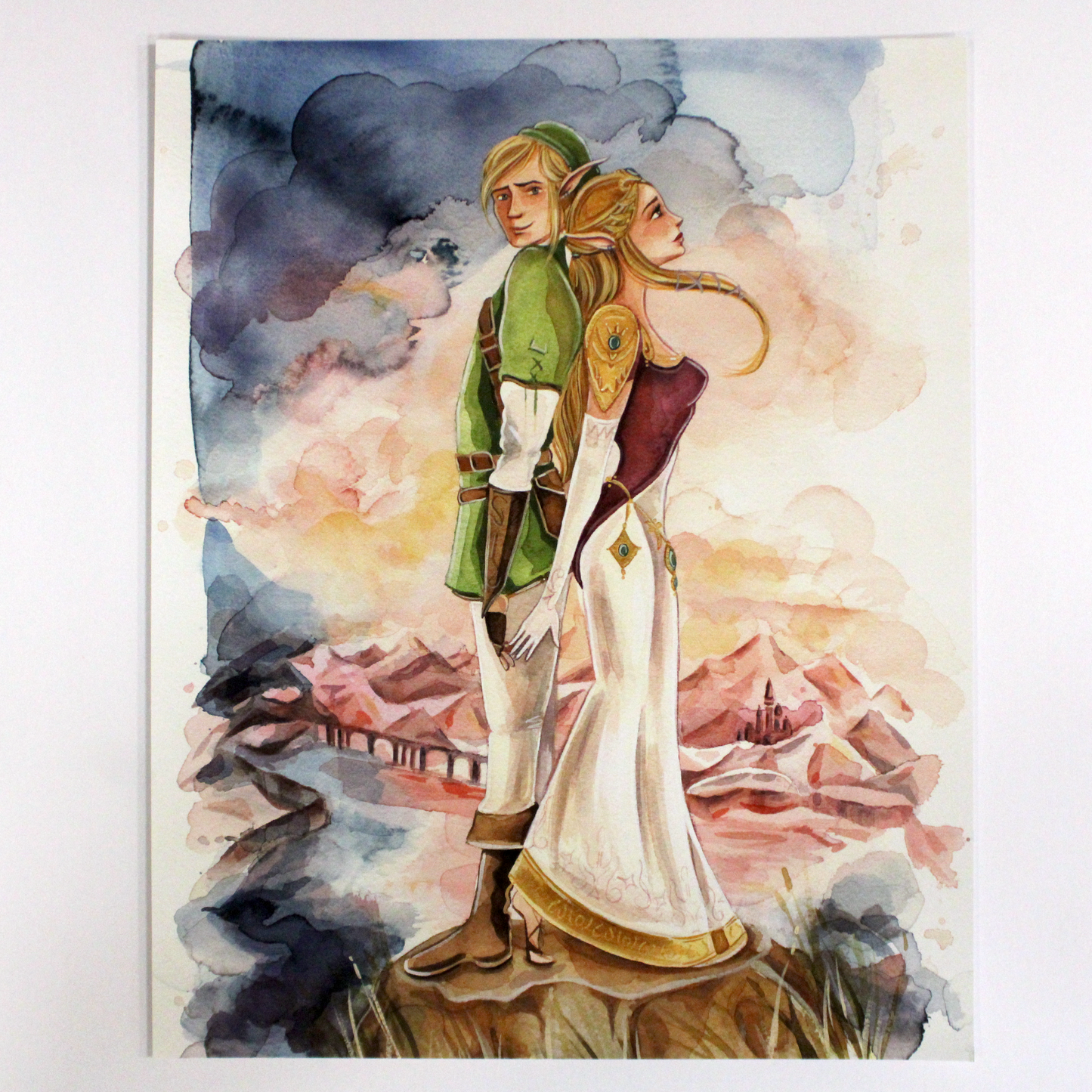 Link and Zelda (The Legend of Zelda: Twilight Princess) Watercolor Art Print