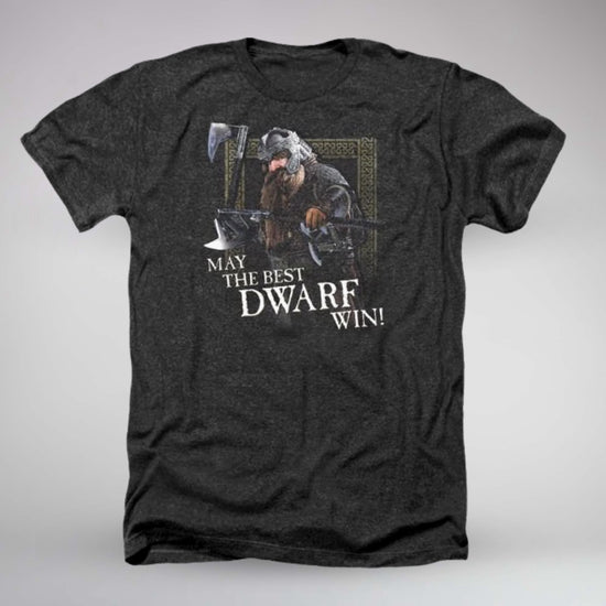 Gimli "May The Best Dwarf Win" Lord of the Rings Shirt (Heather Dark Grey)