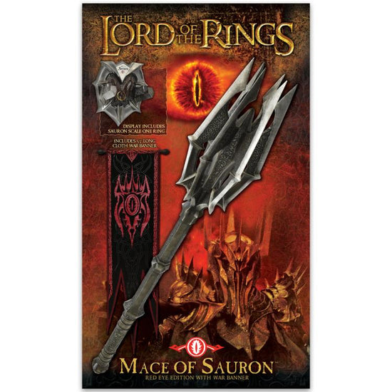 Load image into Gallery viewer, Mace of Sauron and the One Ring (Red Eye Edition with War Banner) Lord of the Rings Replica
