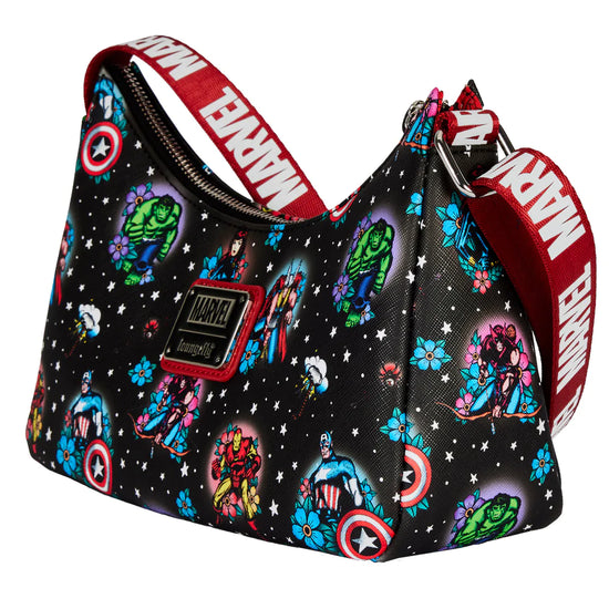 Avengers (Marvel) Floral Tattoo Shoulder Bag by Loungefly