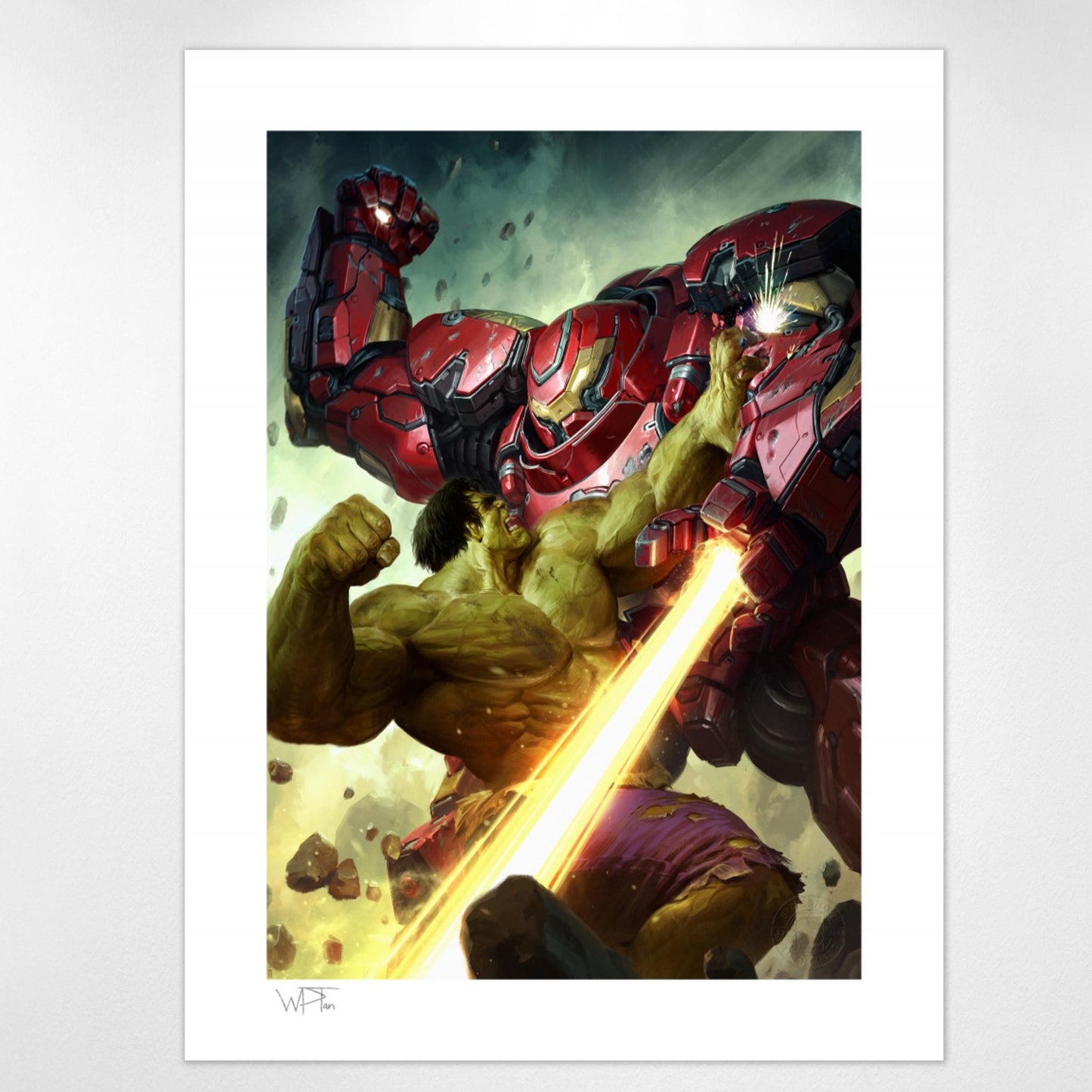Load image into Gallery viewer, Hulk vs. Hulkbuster (Marvel Comics) Premium Art Print
