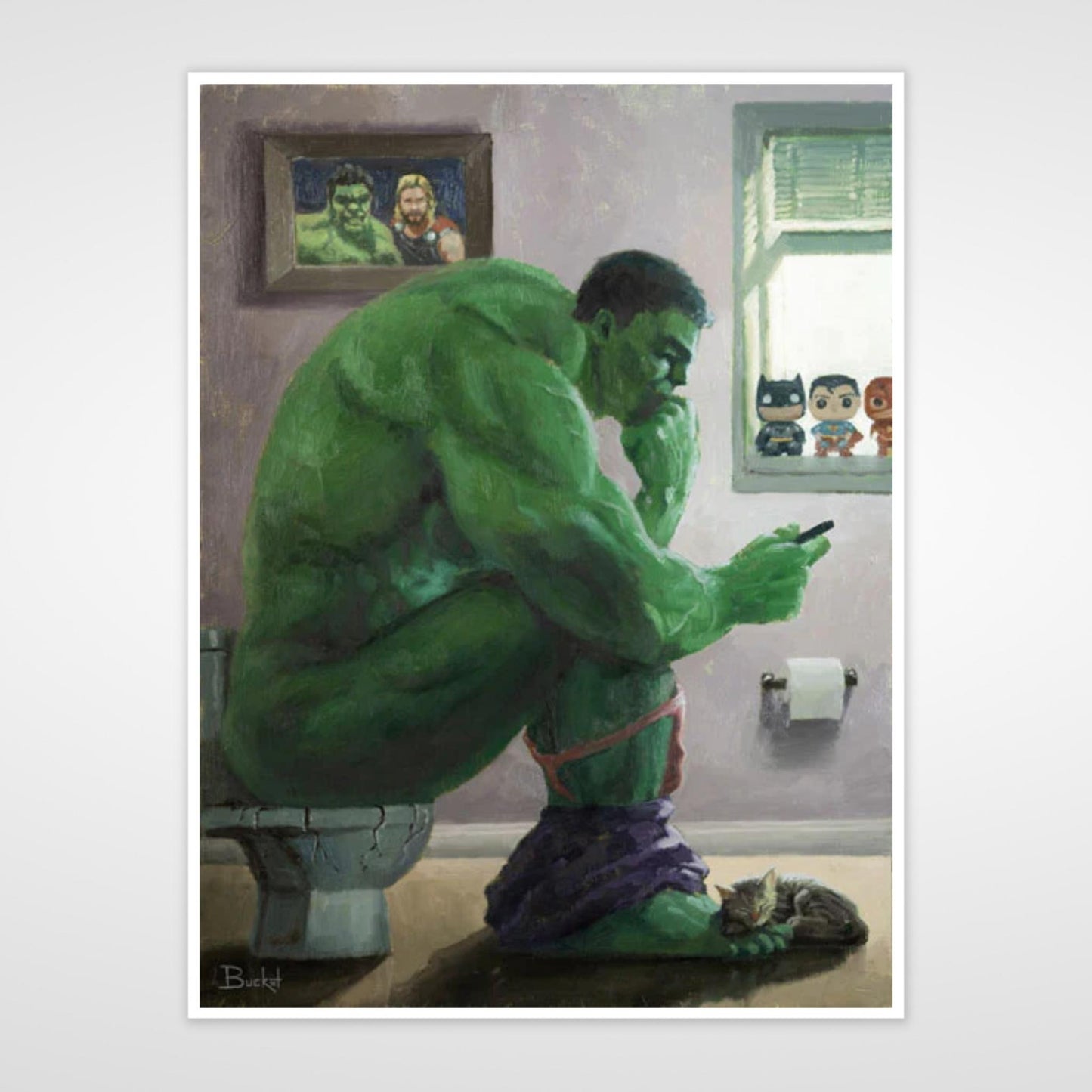 "Hulk Splash" (Marvel) Parody Bathroom Art Print