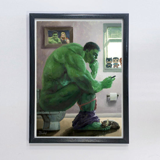 Load image into Gallery viewer, &amp;quot;Hulk Splash&amp;quot; (Marvel) Parody Bathroom Art Print
