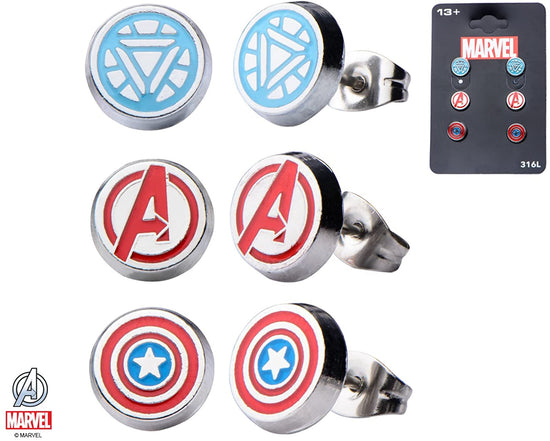 Avengers Captain America/Iron Man Marvel Earring 3 Pack