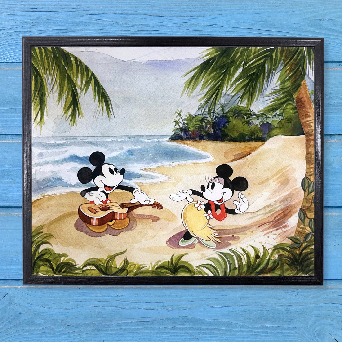 Mickey and Minnie Mouse "Hawaiian Holiday" Disney Watercolor Art Print