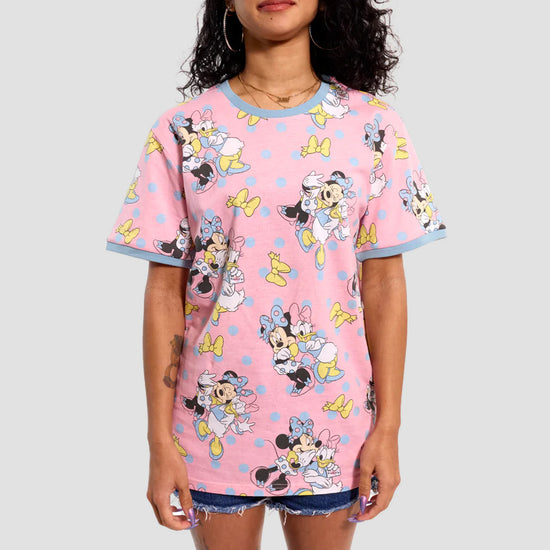 Minnie Mouse and Daisy Duck (Disney) Pastel Polka Dot Shirt by Loungefly