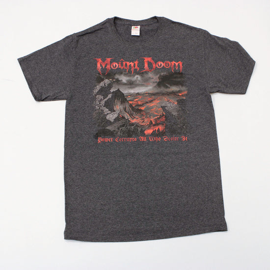 Mount Doom "Power Corrupts" Lord of the Rings Shirt (Heather Dark Grey)