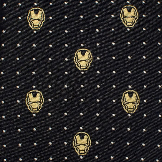 Load image into Gallery viewer, Iron Man Helmet (Marvel) Gray &amp;amp; Gold Dot Fine Necktie
