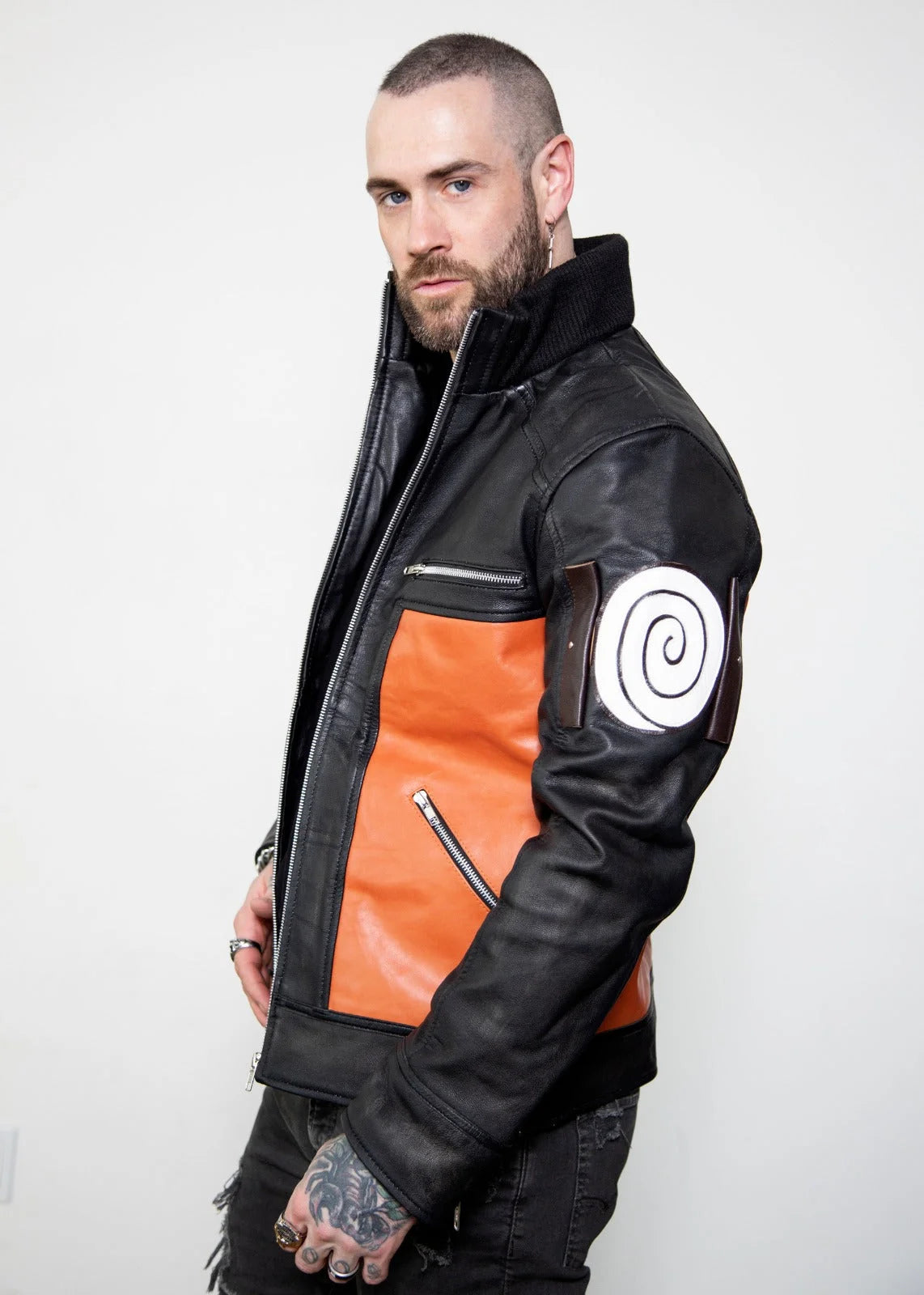 Naruto Shippuden Uzumaki Orange and black jacket | Movie leather jacket