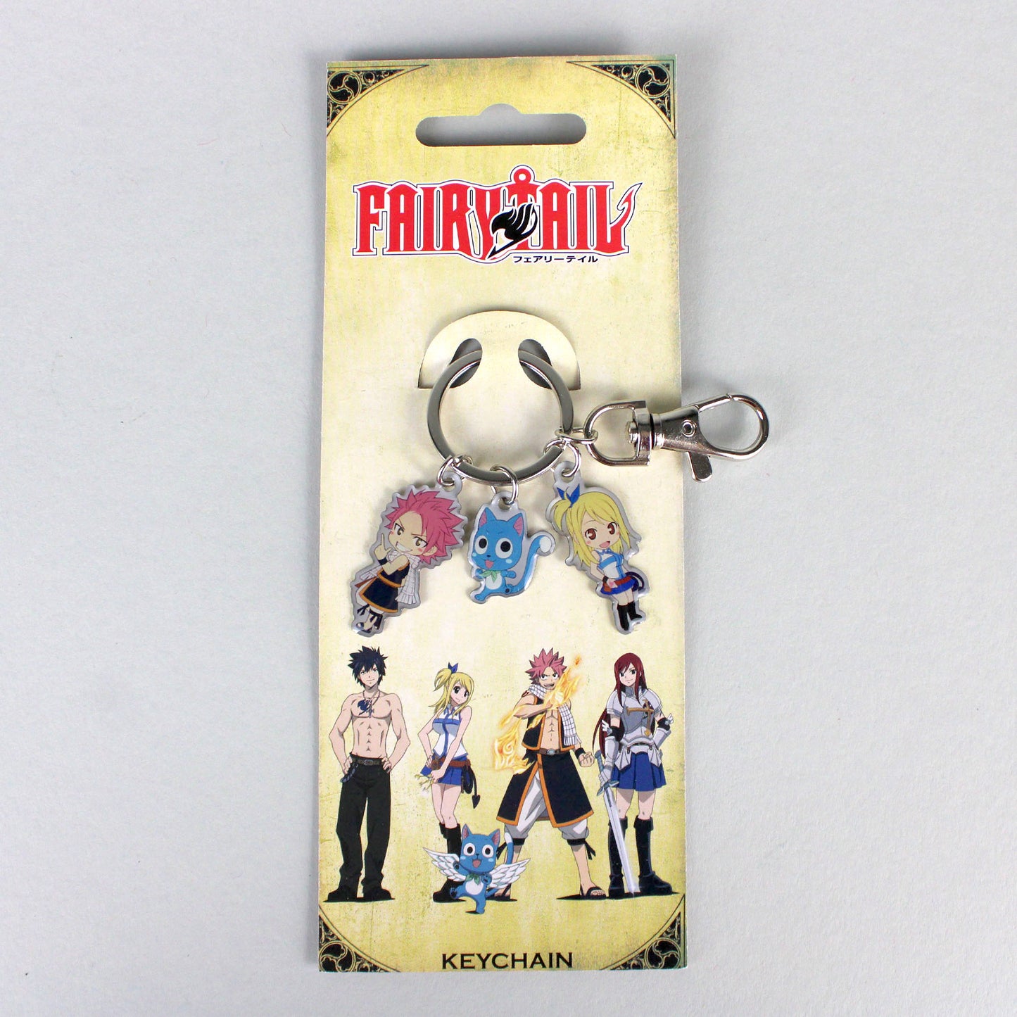 Natsu, Happy, & Lucy Fairy Tail Metal Keychain