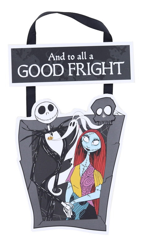 Jack & Sally "And to All a Good Fright" (Nightmare Before Christmas) Hanging Mini Sign