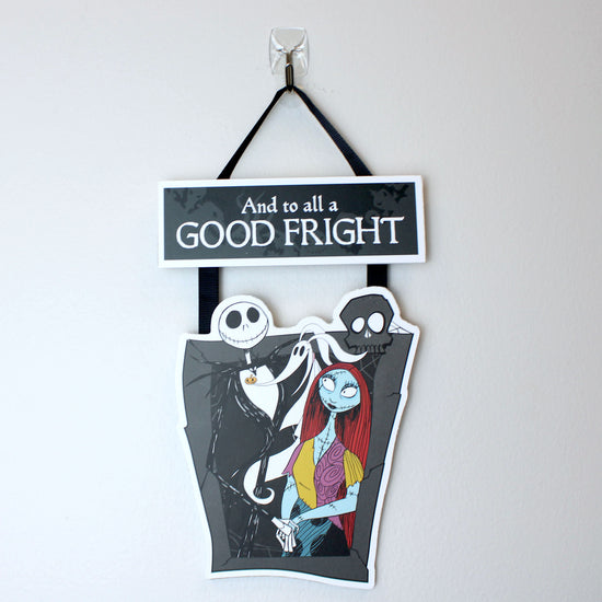 Jack & Sally "And to All a Good Fright" (Nightmare Before Christmas) Hanging Mini Sign