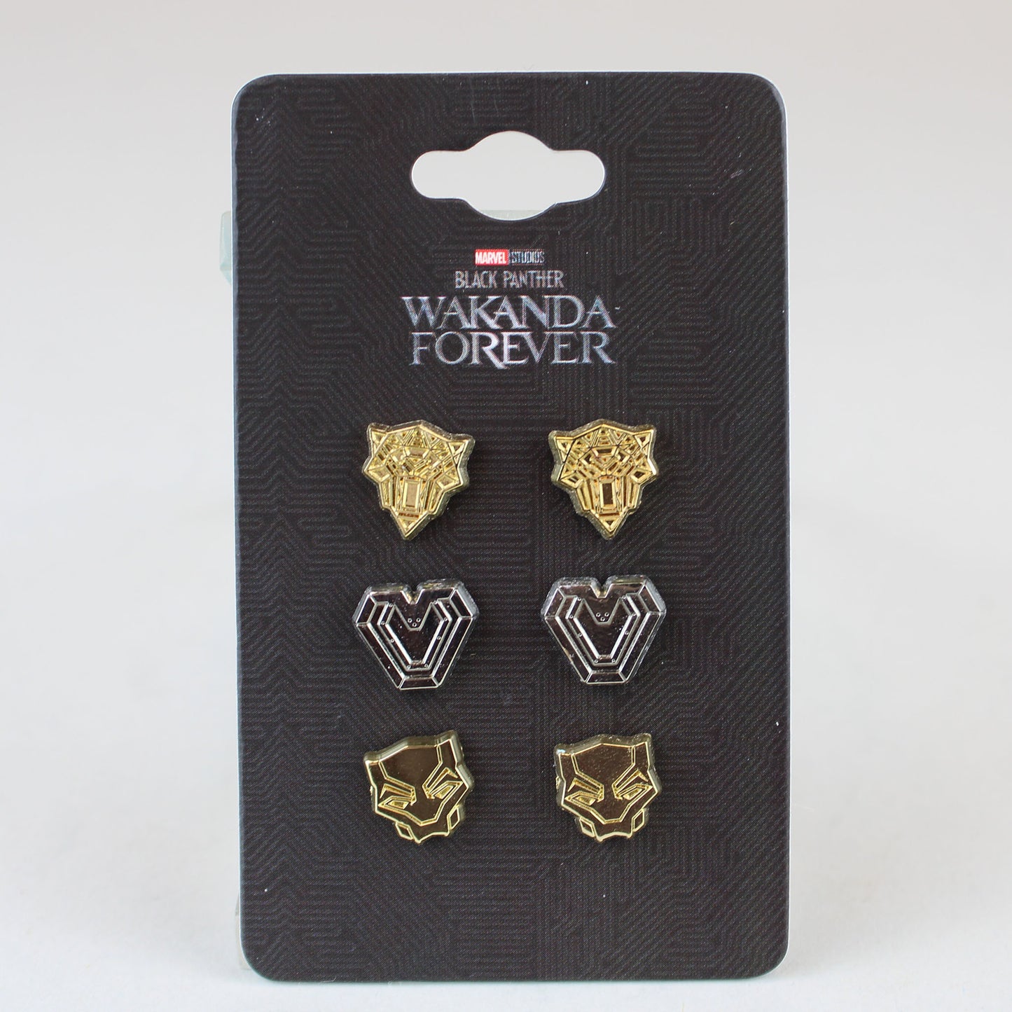 Load image into Gallery viewer, Panther and Ironheart Emblems (Black Panther: Wakanda Forever) Marvel Stud Earring 3 Pair Set
