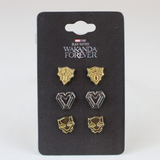 Panther and Ironheart Emblems (Black Panther: Wakanda Forever) Marvel Stud Earring 3 Pair Set
