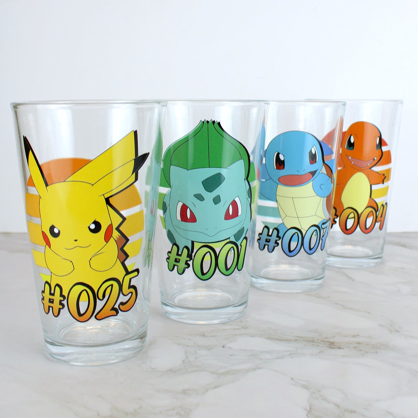 Pokemon Starter Gradients (Kanto Region) 16 oz. Glassware Set