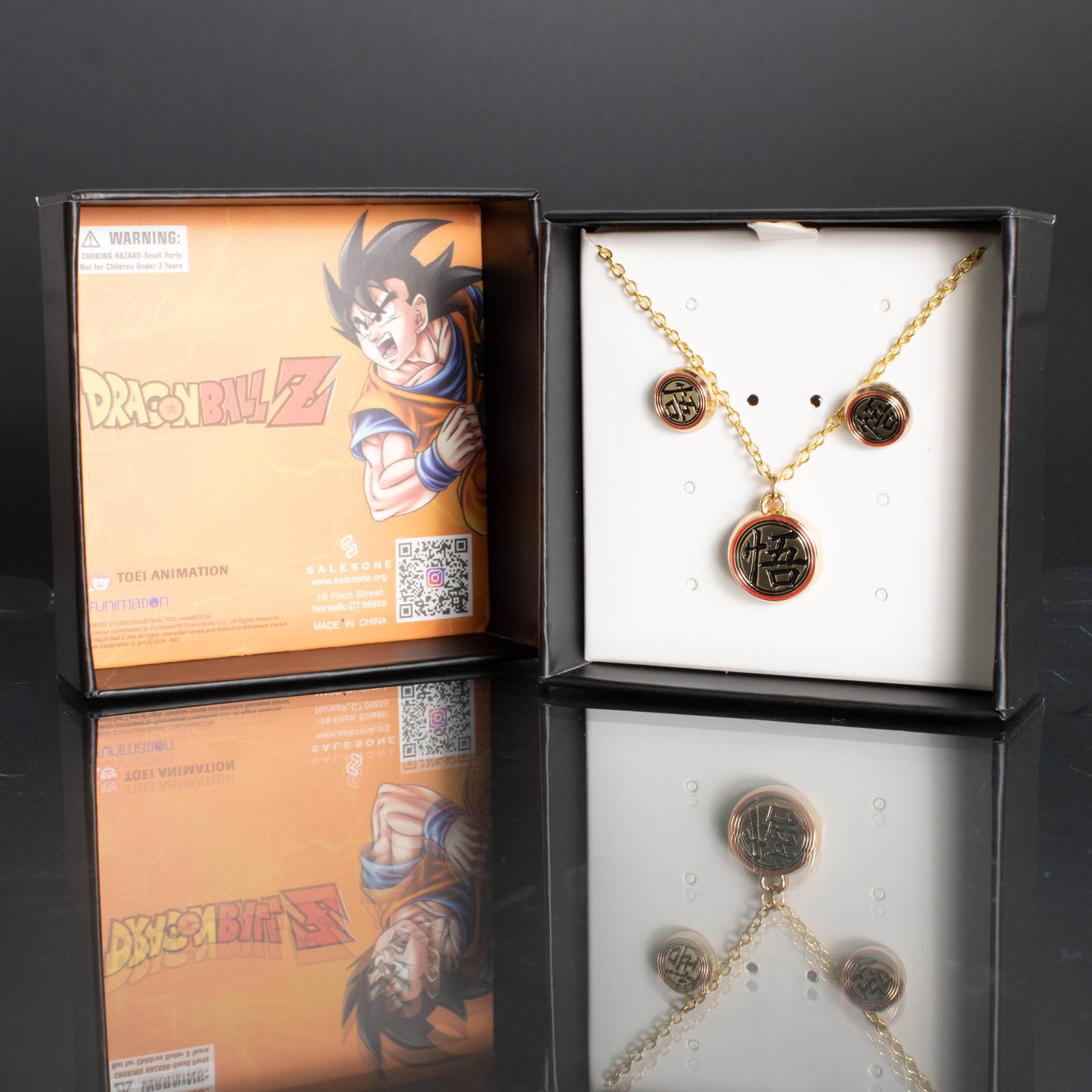 Dragon Ball Goku Necklace & Stud Earring Set