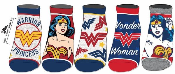 Load image into Gallery viewer, Wonder Woman Warrior Princess Ankle Socks 5 Pack
