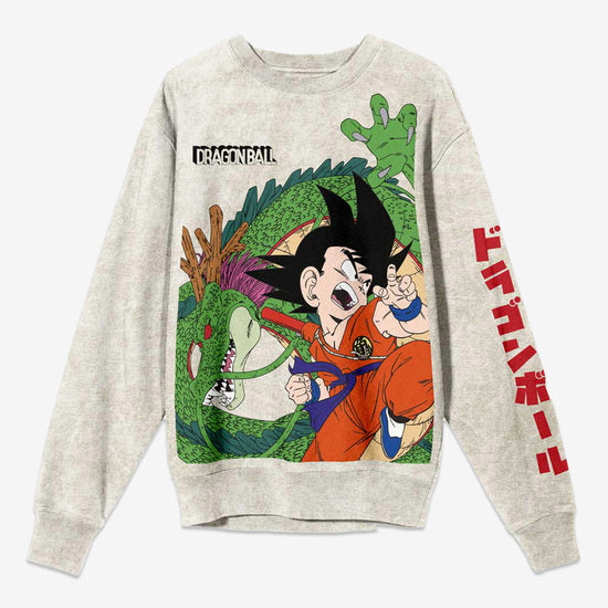 Shenron & Goku (Dragon Ball) Oversized Print Pullover Sweatshirt