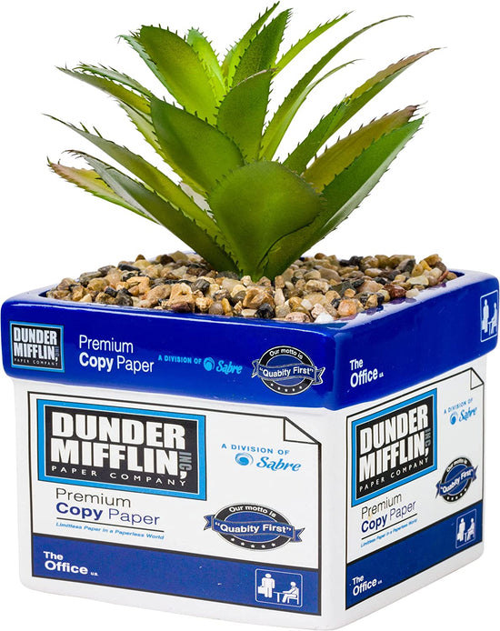Dunder Mifflin Paper Box (The Office) Mini Ceramic Planter with Faux Plant