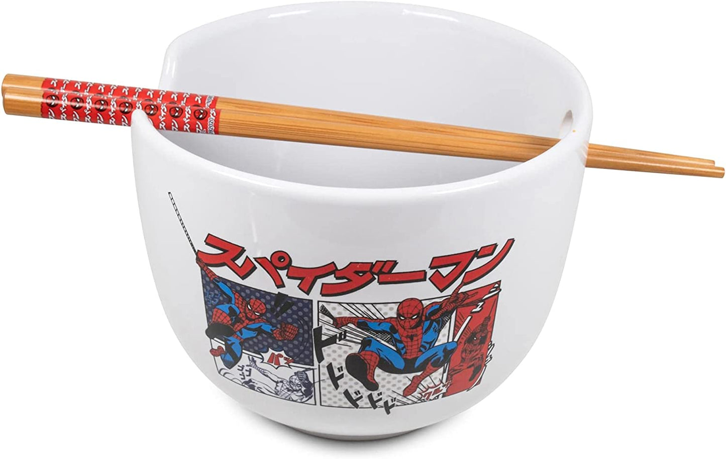 Spider-Man Kanji Manga Panels (Marvel Comics) 5" Ceramic Bowl with Chopsticks