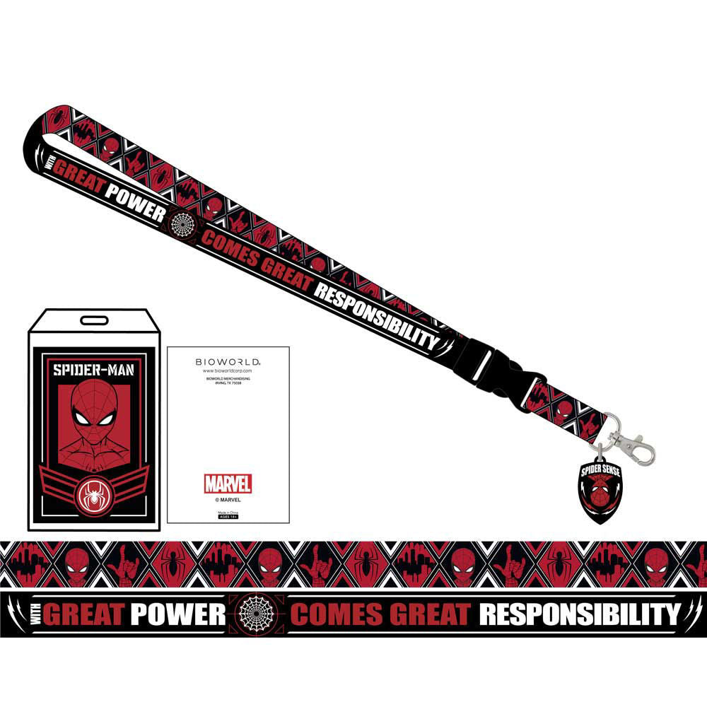 Load image into Gallery viewer, Spider-Man Great Power &amp;amp; Responsibility (Marvel) Double-Sided Breakaway Lanyard

