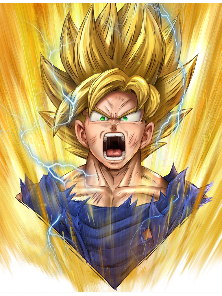Load image into Gallery viewer, Super Saiyan Goku (Dragon Ball Z) Legacy Portrait Art Print
