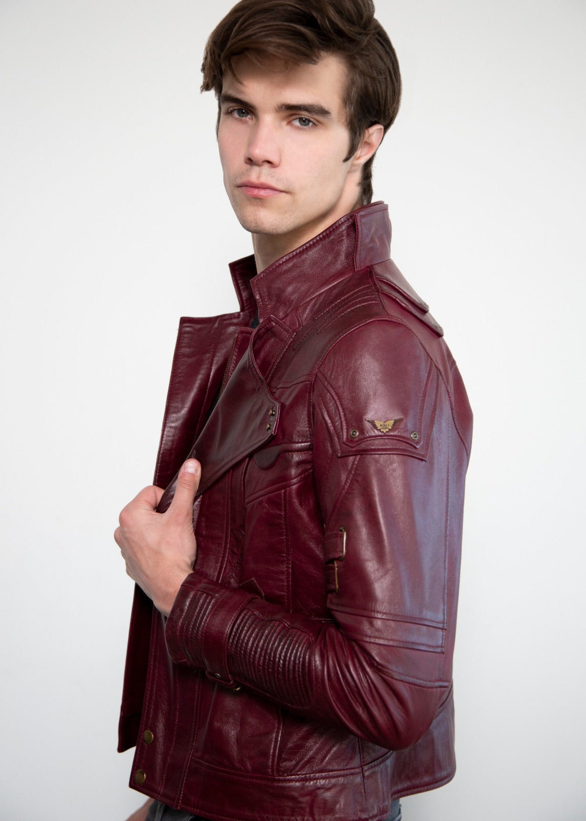 star lord peter quill marvel cosplay guardians of the galaxy dark red leather jacket
