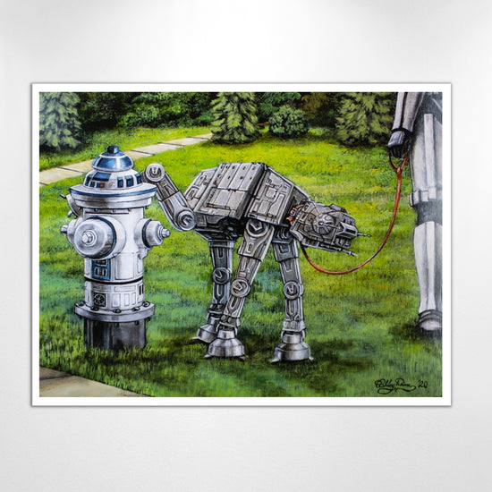 AT-AT and R2-D2 Fire Hydrant "Imperial Mark" (Star Wars) Imperial Pupper Parody Art Print