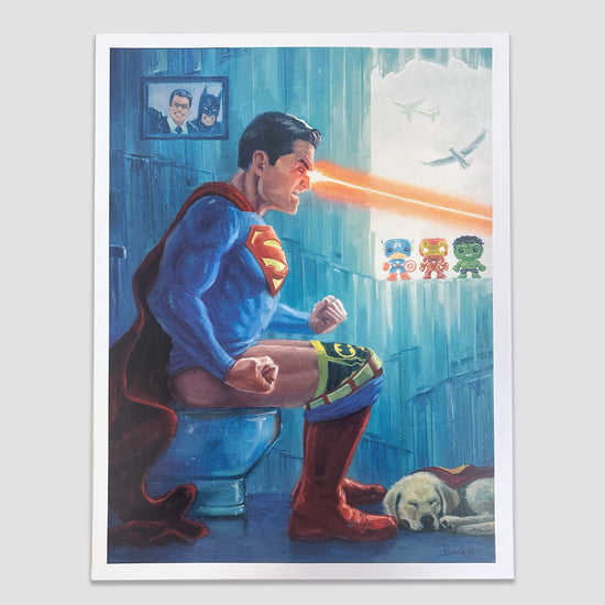Superman Bathroom Parody Art Print