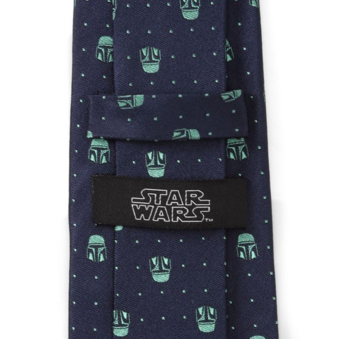 Star Wars: The Mandalorian Helmet Dotted Navy Fine Silk Necktie