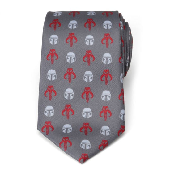 Mandalorian Icons (Star Wars) Gray & Red Fine Neck Tie