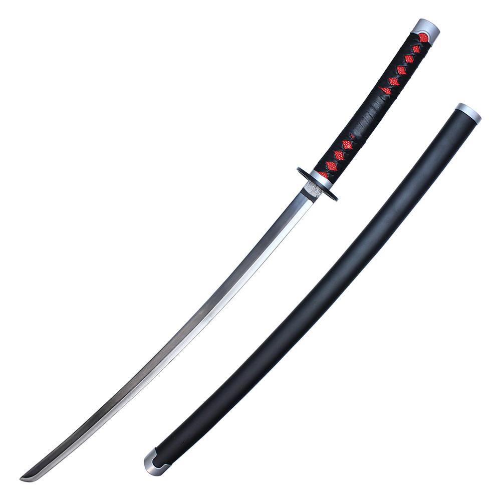 Looking straight from the the anime Demon Slayer: Kimetsu no Yaiba, this steel replica prop sword of Tanjiro Kamado.    Within the anime, Nichirin Blades are special swords wielded by the Demon Slaying Corps. They are forged to constantly absorb sunlight: one of the only major weaknesses of Demons. Tanjiro wields this rare black blade.  Steel Replica Katana for display only - Not for martial arts use. A black sheath is included.  