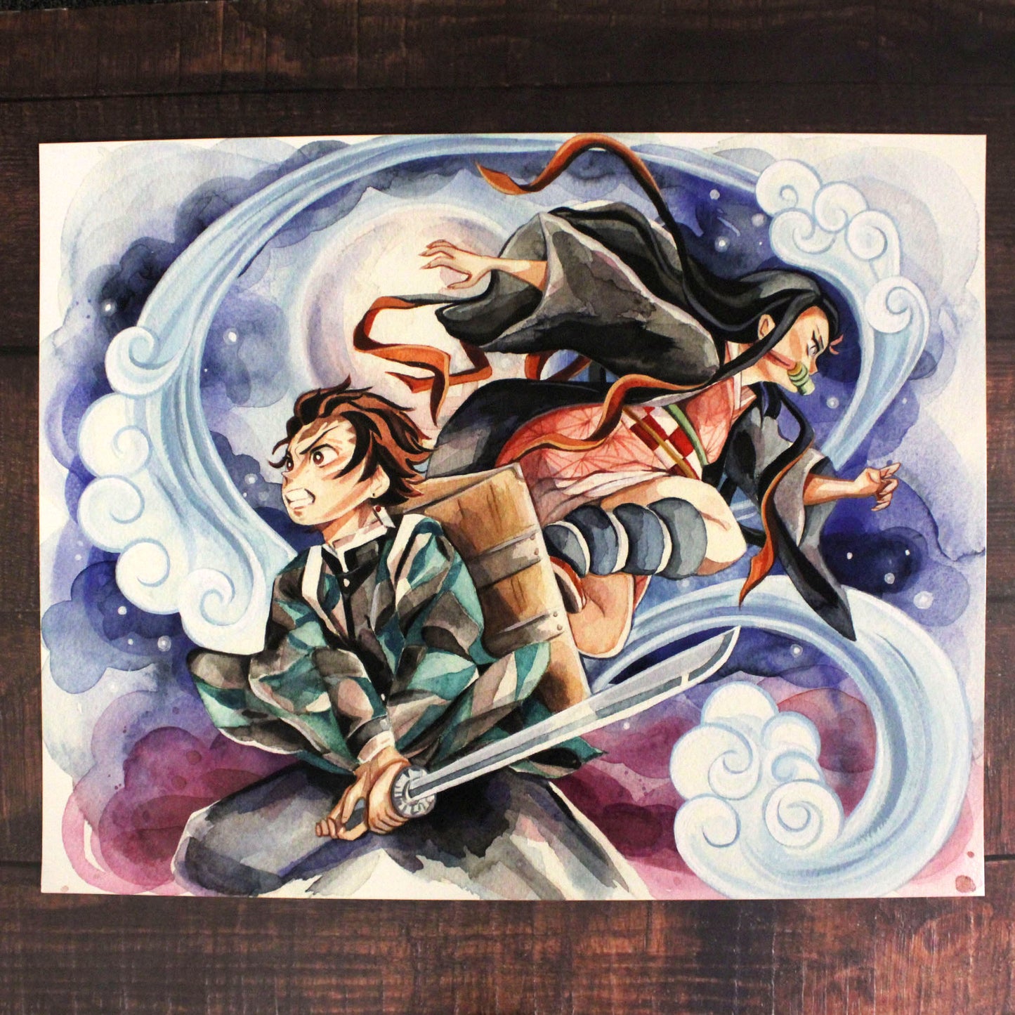 Tanjiro and Nezuko Kamado (Demon Slayer) Watercolor Art Print